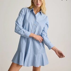 Quince 100% Organic Cotton Poplin Drop Waist Shirt Dress